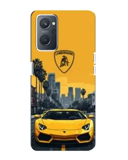 Чохол для OPPO A76 з картинкою «Жовтий Lamborghini місто»
