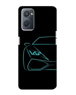 Чохол для OPPO A76 з картинкою «Блакитний силует Lamborghini»