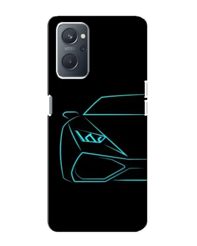 Чохол для OPPO A76 з картинкою «Блакитний силует Lamborghini»