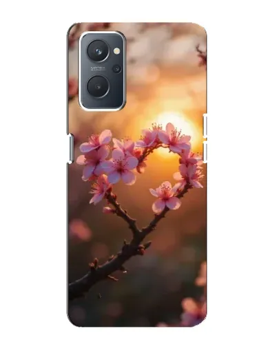 Чехол для OPPO A76 с картинкой «Розовый цвет сердце на фоне заката»