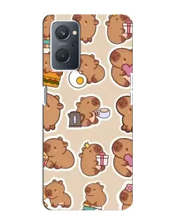 Чехол для OPPO A76 с картинкой «Капибары паттерн»