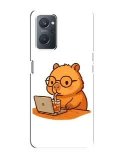 Чехол для OPPO A76 с картинкой «Капибара с ноутбуком»