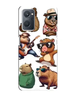 Чехол для OPPO A76 с картинкой «Крутые капибары музыканты»
