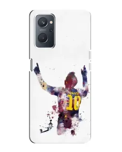 Чехол для OPPO A76 с картинкой «Акварельный Месси Барселона»