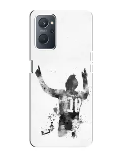 Чехол для OPPO A76 с картинкой «Черно-белый силуэт Месси»