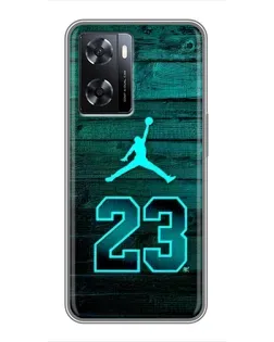 Чехол для OPPO A77 с картинкой «Jordan Cyan 23»