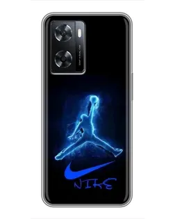 Чехол для OPPO A77 с картинкой «Jordan Neon Blue»