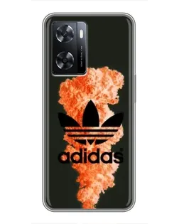 Чехол для OPPO A77 с картинкой «Оранжевый дым Adidas»