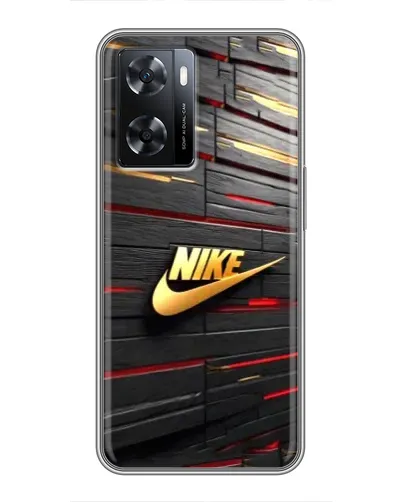 Чехол для OPPO A77 с картинкой «Золотой Nike на металле»