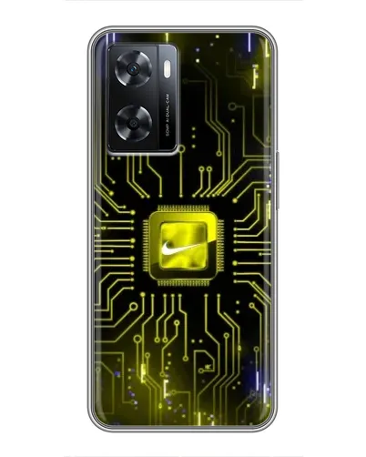 Чехол для OPPO A77 с картинкой «Nike — золотая искра»