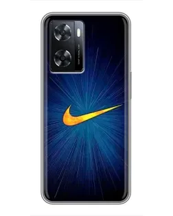 Чехол для OPPO A77 с картинкой «Синий пульс Nike» Чехол для OPPO A77 с картинкой «Синий пульс Nike»