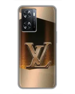 Чехол для OPPO A77 с картинкой «LV — золотое сияние»