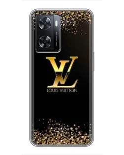 Чехол для OPPO A77 с картинкой «LV — золотые искры»