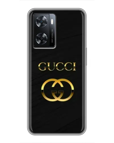 Чехол для OPPO A77 с картинкой «Золотой логотип Gucci»