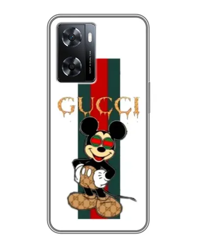 Чехол для OPPO A77 с картинкой «Микки Маус Gucci — полосы»