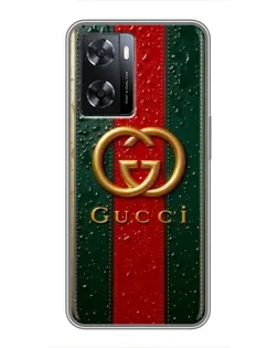Чохол для OPPO A77 з картинкою «Gucci — фірмова смуга та золото» Чохол для OPPO A77 з картинкою «Gucci — фірмова смуга та золото»