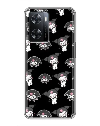 Чехол для OPPO A77 с картинкой «Черный паттерн Kuromi»