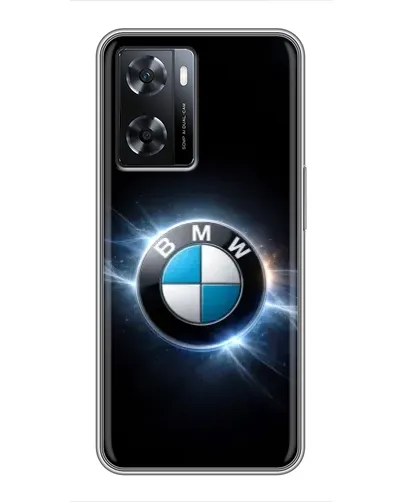 Чехол для OPPO A77 с картинкой «BMW — неоновое сияние»