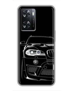 Чехол для OPPO A77 с картинкой «Темный силуэт BMW»