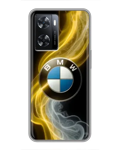 Чехол для OPPO A77 с картинкой «Золотистый дым BMW»
