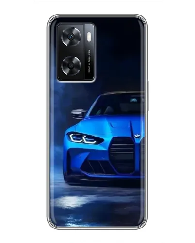 Чехол для OPPO A77 с картинкой «Голубая BMW M4»