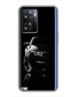 Чехол для OPPO A77 с картинкой «Силуэт BMW в темноте»