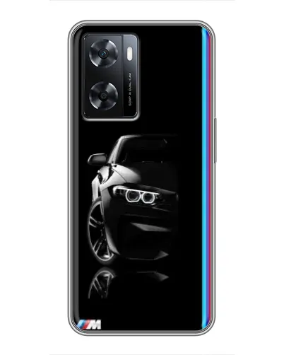 Чехол для OPPO A77 с картинкой «Силуэт BMW в темноте»