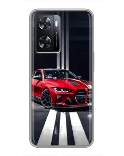 Чехол для OPPO A77 с картинкой «Красная BMW на дороге»