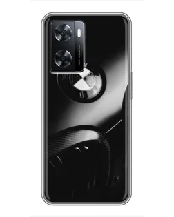 Чехол для OPPO A77 с картинкой «Эмблема BMW — макро»