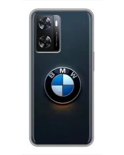 Чехол для OPPO A77 с картинкой «Логотип BMW — минимализм»