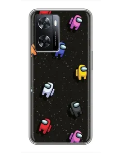Чохол для OPPO A77 з картинкою «Космічний патерн Among Us»