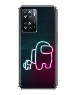 Чохол для OPPO A77 з картинкою «Among Us неон-арт»