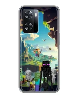 Чехол для OPPO A77 с картинкой «Эндермен в лесу»