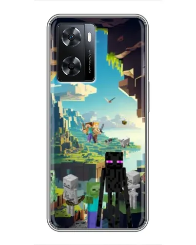 Чехол для OPPO A77 с картинкой «Эндермен в лесу»