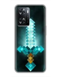 Чехол для OPPO A77 с картинкой «Алмазный меч неон»