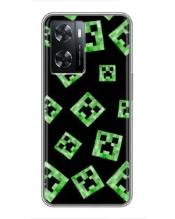 Чехол для OPPO A77 с картинкой «Паттерн с криперами»