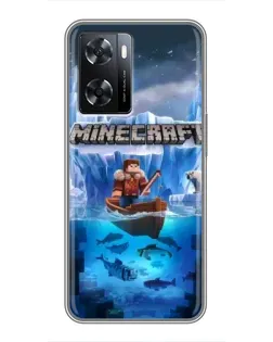 Чехол для OPPO A77 с картинкой «Minecraft ледяной мир»