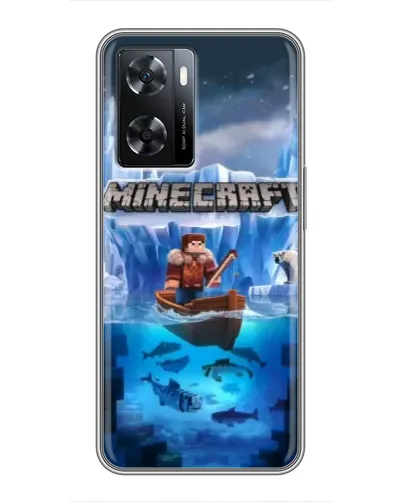 Чехол для OPPO A77 с картинкой «Minecraft ледяной мир»