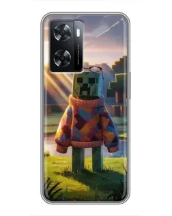 Чехол для OPPO A77 с картинкой «Крипер в свитере»
