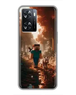 Чехол для OPPO A77 с картинкой «Стив в лесу»