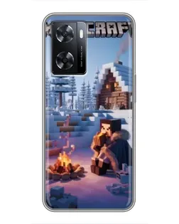 Чехол для OPPO A77 с картинкой «Зимний Minecraft»