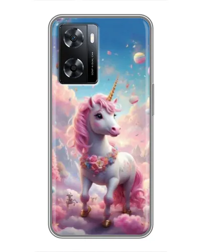Чехол для OPPO A77 с картинкой «Единорог среди облаков»