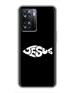 Чехол для OPPO A77 с картинкой «Рыба Jesus»