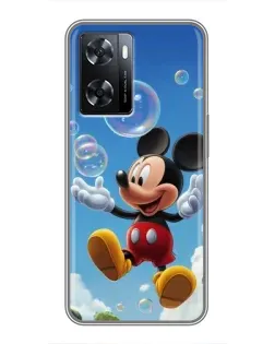 Чехол для OPPO A77 с картинкой «Mickey и мыльные пузыри»