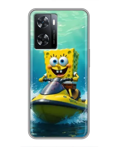 Чехол для OPPO A77 с картинкой «Спанч Боб на гидроцикле»