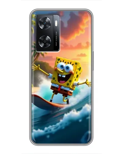 Чехол для OPPO A77 с картинкой «Губка Боб серфингист»