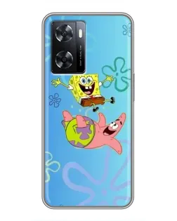 Чехол для OPPO A77 с картинкой «Спанч Боб и Патрик»