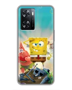 Чехол для OPPO A77 с картинкой «Спанч Боб победитель»