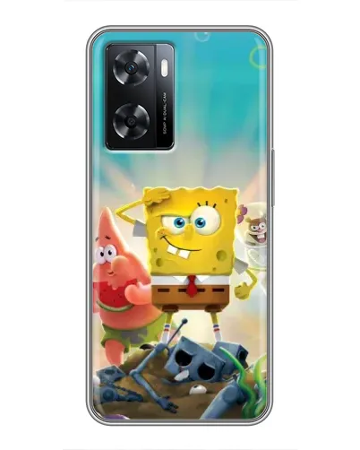 Чехол для OPPO A77 с картинкой «Спанч Боб победитель»