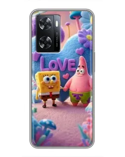 Чехол для OPPO A77 с картинкой «Губка Боб Патрик»